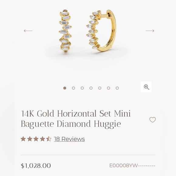 14K Gold Baguette Huggies - Picture 2 of 5